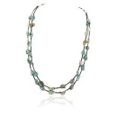 3 Strand Navajo .925 Sterling Silver Turquoise and Jade Native American Necklace 390754074679
