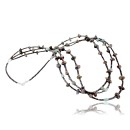Certified Authentic 3 Strand Navajo .925 Sterling Silver Turquoise and Jasper Native American Necklace 15297-11