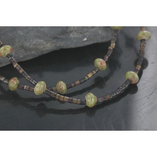 Certified Authentic 3 Strand Navajo .925 Sterling Silver Turquoise and Jasper Native American Necklace 15401-12