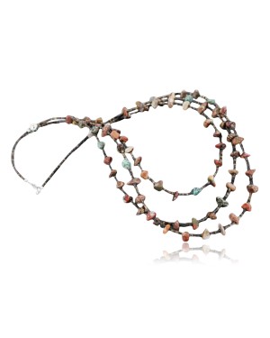 Certified Authentic 3 Strand Navajo .925 Sterling Silver Turquoise and Jasper Native American Necklace 15585-18