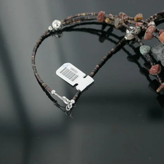 3 Strand Navajo .925 Sterling Silver Turquoise and Jasper Native American Necklace 15585-18 3 Strand Navajo .925 Sterling Silver Turquoise and Jasper Native American Necklace 15585-18