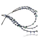 Certified Authentic 3 Strand Navajo .925 Sterling Silver Turquoise and Lapis Native American Necklace 15585-3