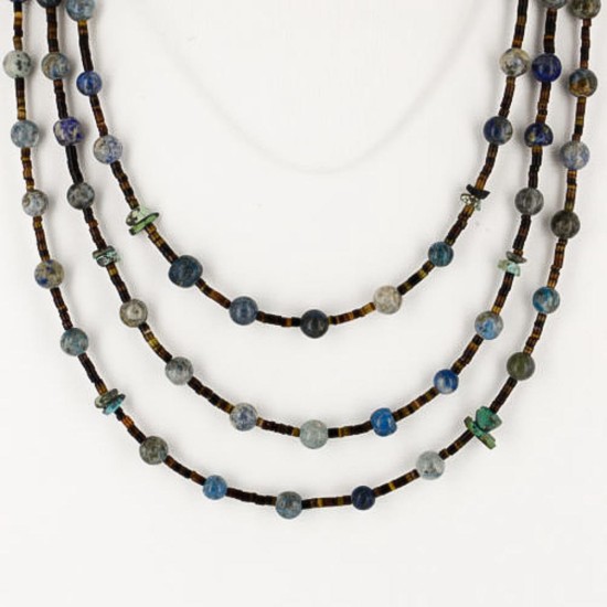 Certified Authentic 3 Strand Navajo .925 Sterling Silver Turquoise and Lapis Native American Necklace 370986805118