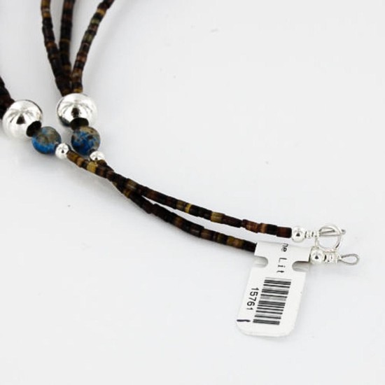 Certified Authentic 3 Strand Navajo .925 Sterling Silver Turquoise and Lapis Native American Necklace 370986805118