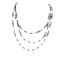 Certified Authentic 3 Strand Navajo .925 Sterling Silver Turquoise and Mother of Pearl Native American Necklace 15850-18