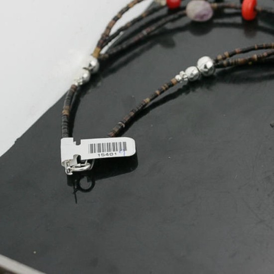 Certified Authentic 3 Strand Navajo .925 Sterling Silver Turquoise and Multi Color Stones Native American Necklace 390733526880