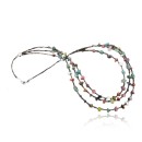 3 Strand Navajo .925 Sterling Silver Turquoise and Multicolor Stones Native American Necklace 370994962469