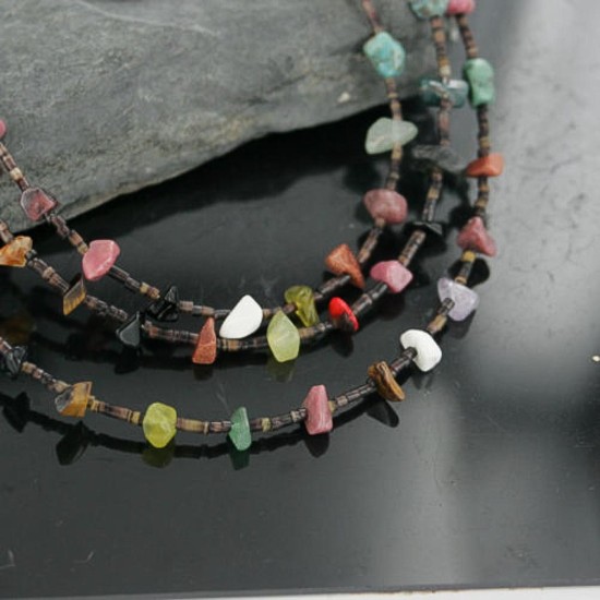Certified Authentic 3 Strand Navajo .925 Sterling Silver Turquoise and Multicolor Stones Native American Necklace 370994962469