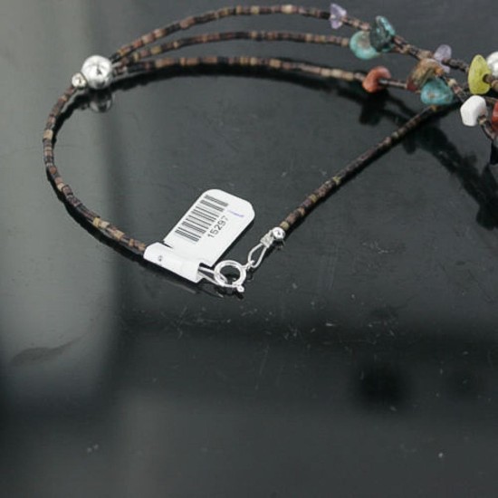 Certified Authentic 3 Strand Navajo .925 Sterling Silver Turquoise and Multicolor Stones Native American Necklace 370994962469
