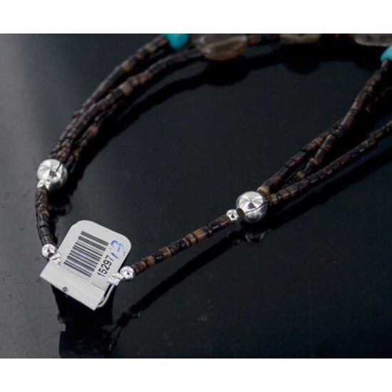Certified Authentic 3 Strand Navajo .925 Sterling Silver Turquoise and Smoky Quartz Native American Necklace 370887248205
