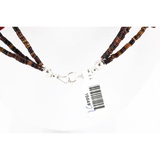 Certified Authentic 3 Strand Navajo .925 Sterling Silver Turquoise Coral 21 Native American Necklace 371055049370