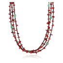 3 Strand Navajo .925 Sterling Silver Turquoise Coral 21 Native American Necklace 371055049370