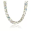 3 Strand Navajo .925 Sterling Silver Turquoise Gaspeite 0083 Native American Necklace 390809755458