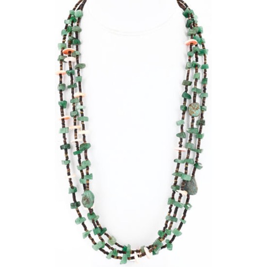 Certified Authentic 3 Strand Navajo .925 Sterling Silver Turquoise Jade Native American Necklace 15873-1 Certified Authentic 3 Strand Navajo .925 Sterling Silver Turquoise Jade Native American Necklace 15873-1