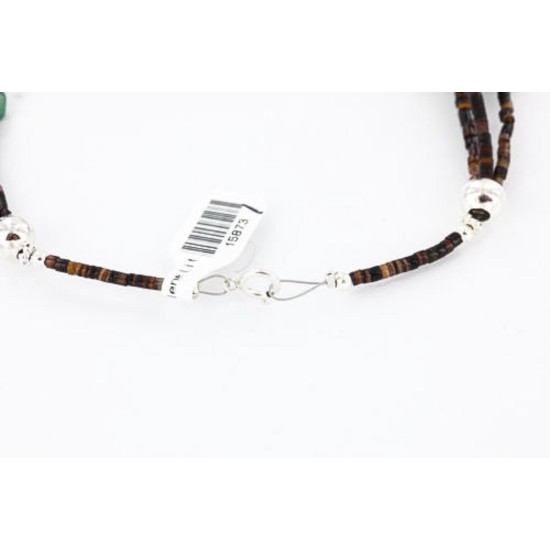Certified Authentic 3 Strand Navajo .925 Sterling Silver Turquoise Jade Native American Necklace 15873-1 Certified Authentic 3 Strand Navajo .925 Sterling Silver Turquoise Jade Native American Necklace 15873-1