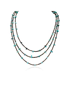 Certified Authentic 3 Strand Navajo .925 Sterling Silver  Turquoise Native American Necklace 16058