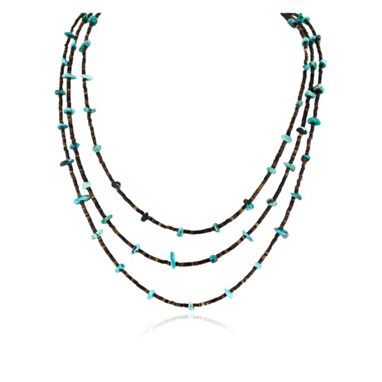 Certified Authentic 3 Strand Navajo .925 Sterling Silver  Turquoise Native American Necklace 16058