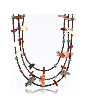 Certified Authentic 3 Strand Navajo .925 Sterling Silver Turquoise Native American Necklace 371004040701