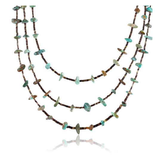Certified Authentic 3 Strand Navajo .925 Sterling Silver  Turquoise Native American Necklace 371004961001