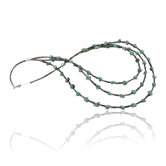Certified Authentic 3 Strand Navajo .925 Sterling Silver Turquoise Native American Necklace 390713847317