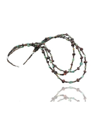 Certified Authentic 3 Strand Navajo .925 Sterling Silver Turquoise Tigers Eye 643 Native American Necklace 390669830581