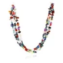 3 Strand Navajo .925 Sterling Silver White and Turquoise Multicolor Stones Native American Necklace 25247-2