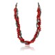 Certified Authentic 3 Strand Twisted Navajo .925 Sterling Silver Turquoise and CORAL Native American Necklace 390835776735