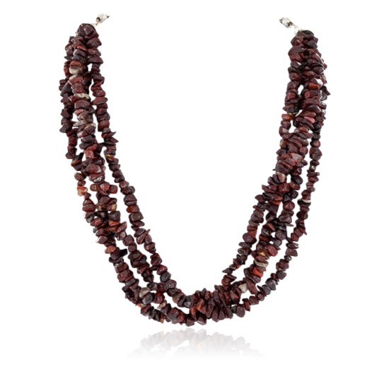 Certified Authentic 4 Strand Navajo .925 Sterling Silver Natural Jasper Native American Necklace 16007