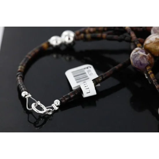 5 Strand Navajo .925 Sterling Silver Amethyst, Agate and Turquoise Native American Necklace 390747396537 5 Strand Navajo .925 Sterling Silver Amethyst, Agate and Turquoise Native American Necklace 390747396537