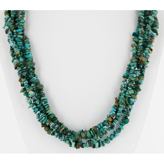 Certified Authentic 5 Strand Navajo .925 Sterling Silver Natural Turquoise Native American Necklace 391052031782