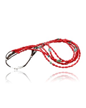 Certified Authentic 5 Strand Navajo .925 Sterling Silver Turquoise and Coral Native American Necklace 390744553446