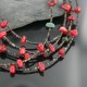 Certified Authentic 5 Strand Navajo .925 Sterling Silver Turquoise and Coral Native American Necklace 750107-7