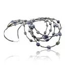 5 Strand Navajo .925 Sterling Silver Turquoise and Lapis Native American Necklace 15401-10