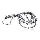 Certified Authentic 5 Strand Navajo .925 Sterling Silver Turquoise and Lapis Native American Necklace 15585-28