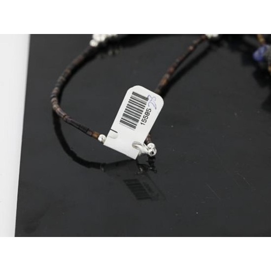 Certified Authentic 5 Strand Navajo .925 Sterling Silver Turquoise and Lapis Native American Necklace 15585-28