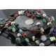 Certified Authentic 5 Strand Navajo .925 Sterling Silver Turquoise and Multicolor Stones Native American Necklace 15585-27