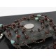 Certified Authentic 5 Strand Navajo .925 Sterling Silver Turquoise and Red Tigers Eye Native American Necklace 15585-20