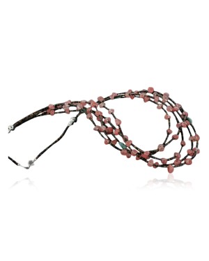 Certified Authentic 5 Strand Navajo .925 Sterling Silver Turquoise Quartz 25 Native American Necklace 15621-25