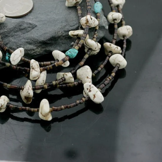 5 Strand Navajo .925 Sterling Silver WHITE Turquoise Turquoise Native American Necklace 1530-43 5 Strand Navajo .925 Sterling Silver WHITE Turquoise Turquoise Native American Necklace 1530-43