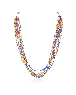 Certified Authentic 8 Strand Navajo .925 Sterling Silver Beaded Native American Necklace 15990