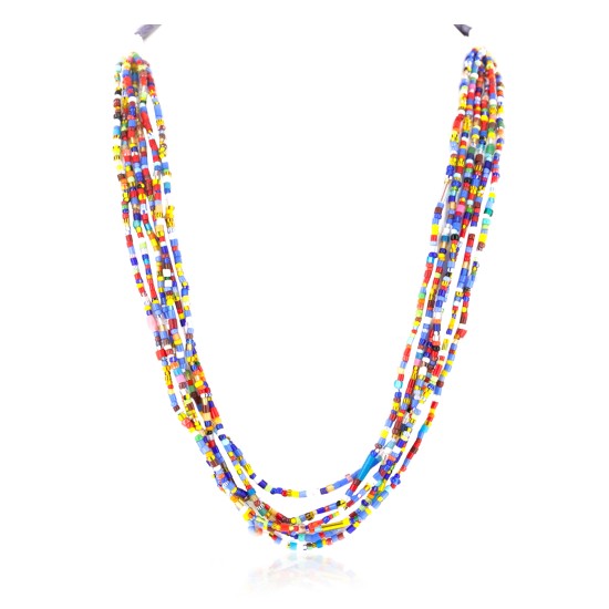 Certified Authentic 8 Strand Navajo .925 Sterling Silver Beaded Native American Necklace 15990
