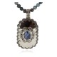 Certified Authentic .925 Sterling Silver and Nickel Handmade Navajo Natural Lapis Native American Necklace 13130-1-18204