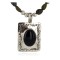 Certified Authentic .925 Sterling Silver and Nickel Handmade Navajo Natural Turquoise Black Onyx Native American Necklace  94006-2-95003-2