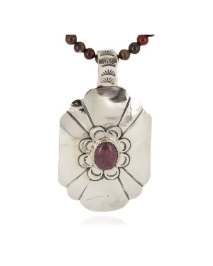 Certified Authentic .925 Sterling Silver and Nickel Handmade Navajo Natural Turquoise Charoite Agate Native American Necklace 13130-3-18207