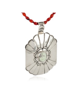 Certified Authentic .925 Sterling Silver and Nickel Handmade Navajo Natural Turquoise Coral Native American Necklace 13130-2-18206