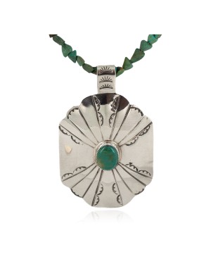 Certified Authentic .925 Sterling Silver and Nickel Handmade Navajo Natural Turquoise Native American Necklace 13130-4-10054-4