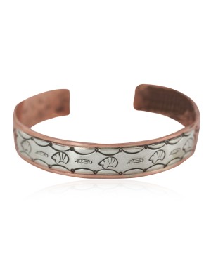 Certified Authentic .925 Sterling Silver Bear Feather Handmade Navajo Native American Pure Copper Bracelet 24493-2