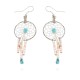 Certified Authentic .925 Sterling Silver Dangle Natural Turquoise Heishi Dreamcatcher Native American Earrings 27207