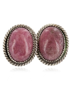 Certified Authentic .925 Sterling Silver Handmade Navajo Natural Charoite Stud Native American Earrings  12886-2
