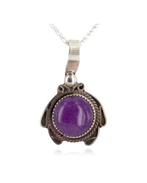 Certified Authentic .925 Sterling Silver Handmade Navajo Natural Sugilite Native American Necklace  12674-11